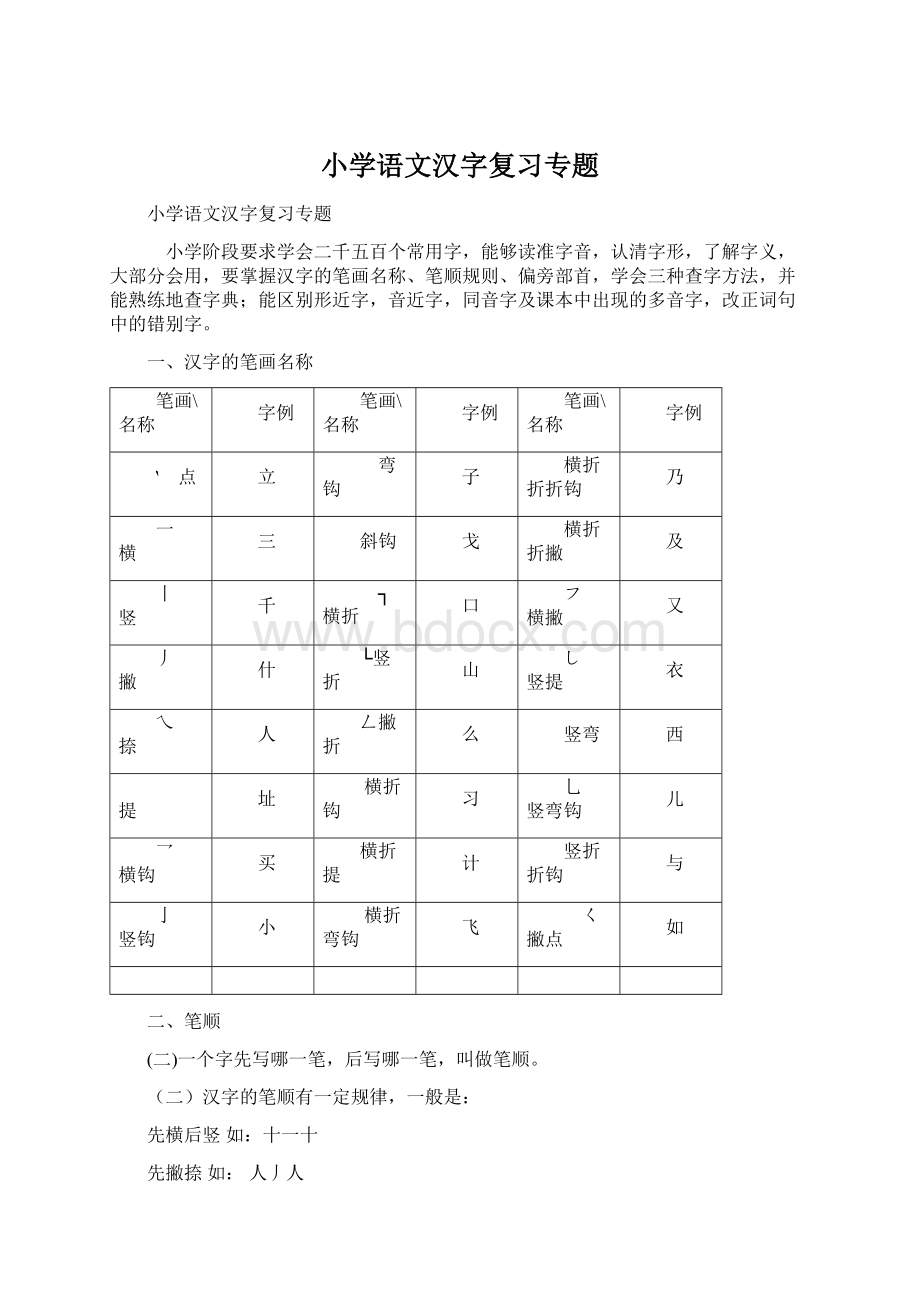 小学语文汉字复习专题.docx