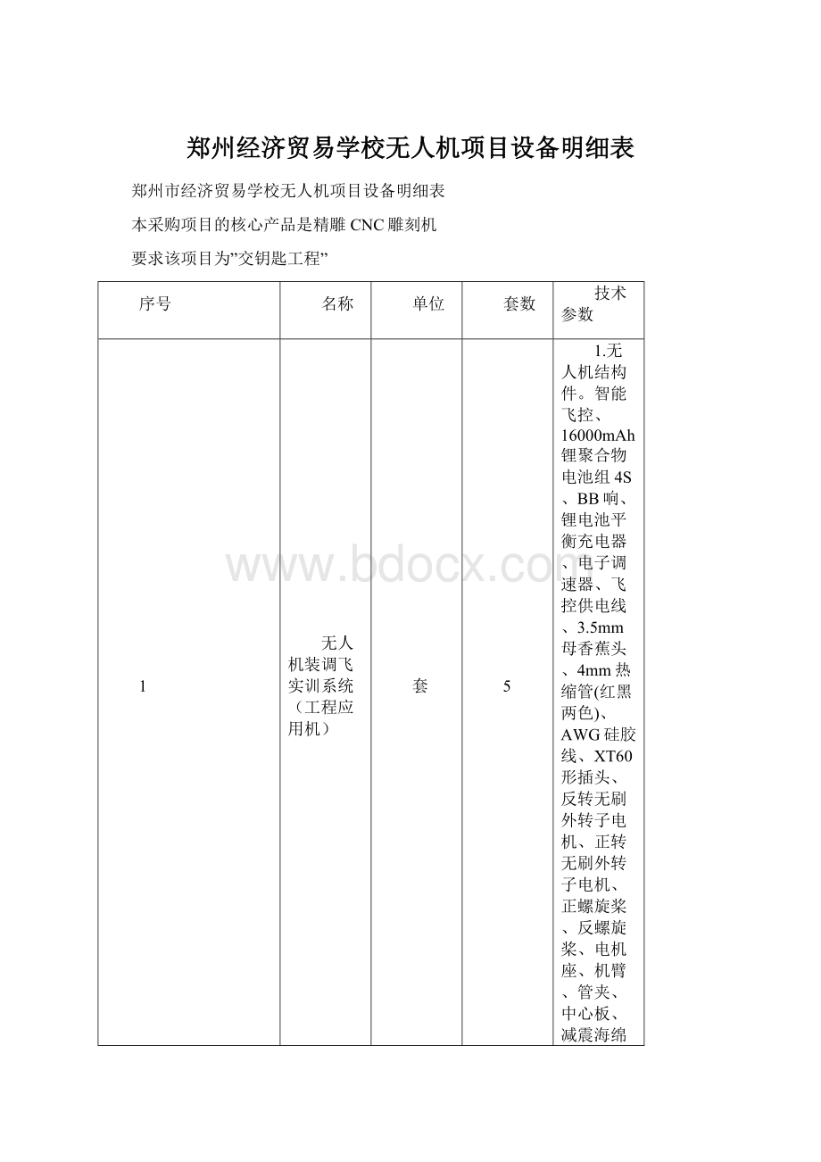 郑州经济贸易学校无人机项目设备明细表.docx_第1页