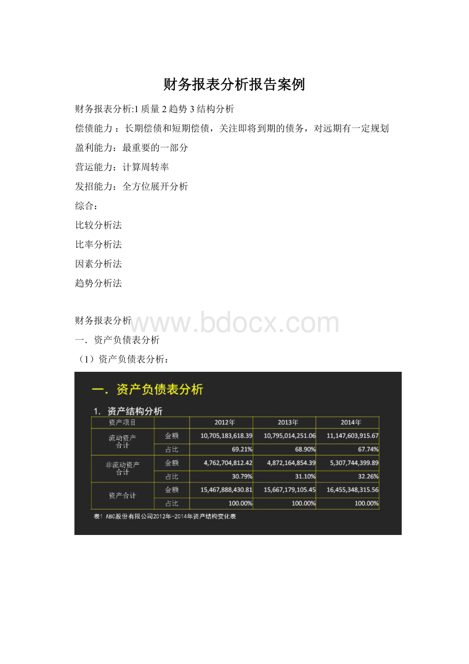 财务报表分析报告案例Word文档下载推荐.docx_第1页