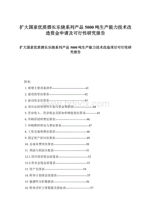 扩大国家优质酒长乐烧系列产品5000吨生产能力技术改造资金申请及可行性研究报告Word文档下载推荐.docx