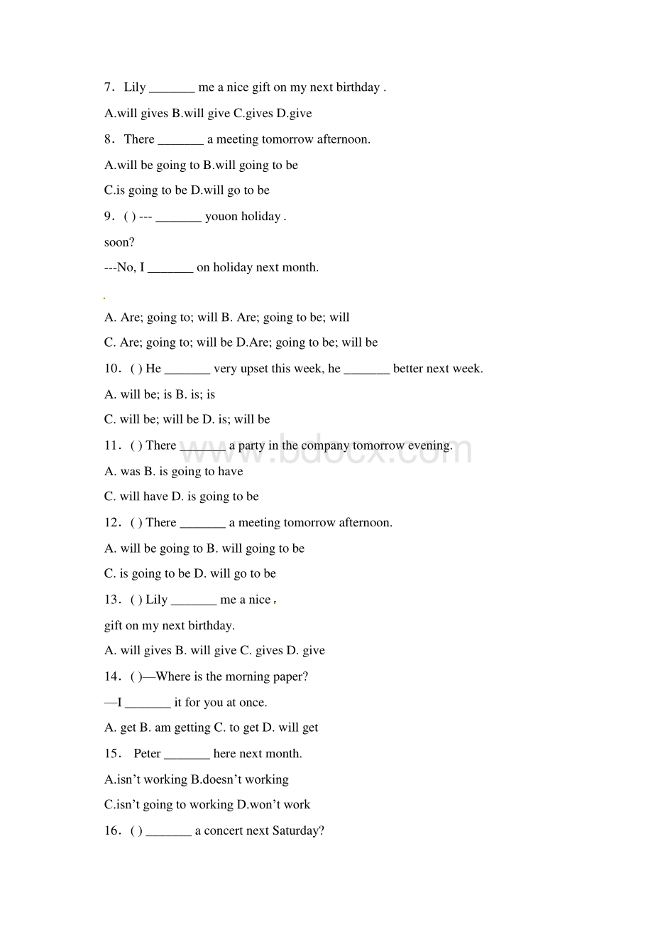 小升初英语知识专项训练时态与句法14一般将来时通用版精品.docx_第2页