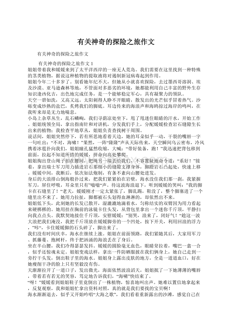 有关神奇的探险之旅作文Word文档格式.docx