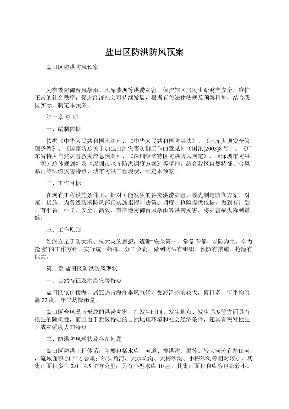 盐田区防洪防风预案文档格式.docx