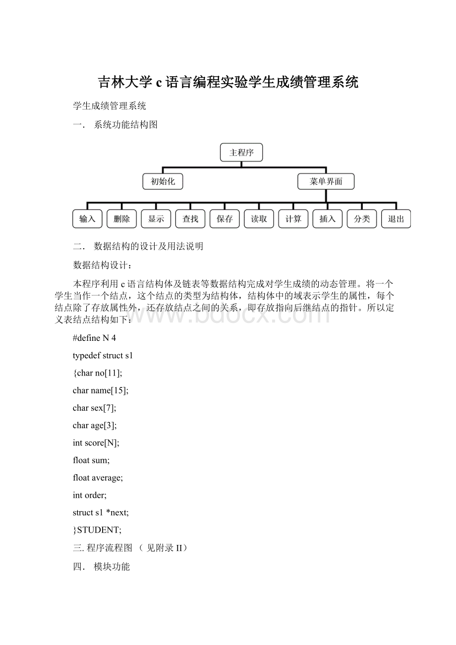 吉林大学c语言编程实验学生成绩管理系统Word文件下载.docx_第1页