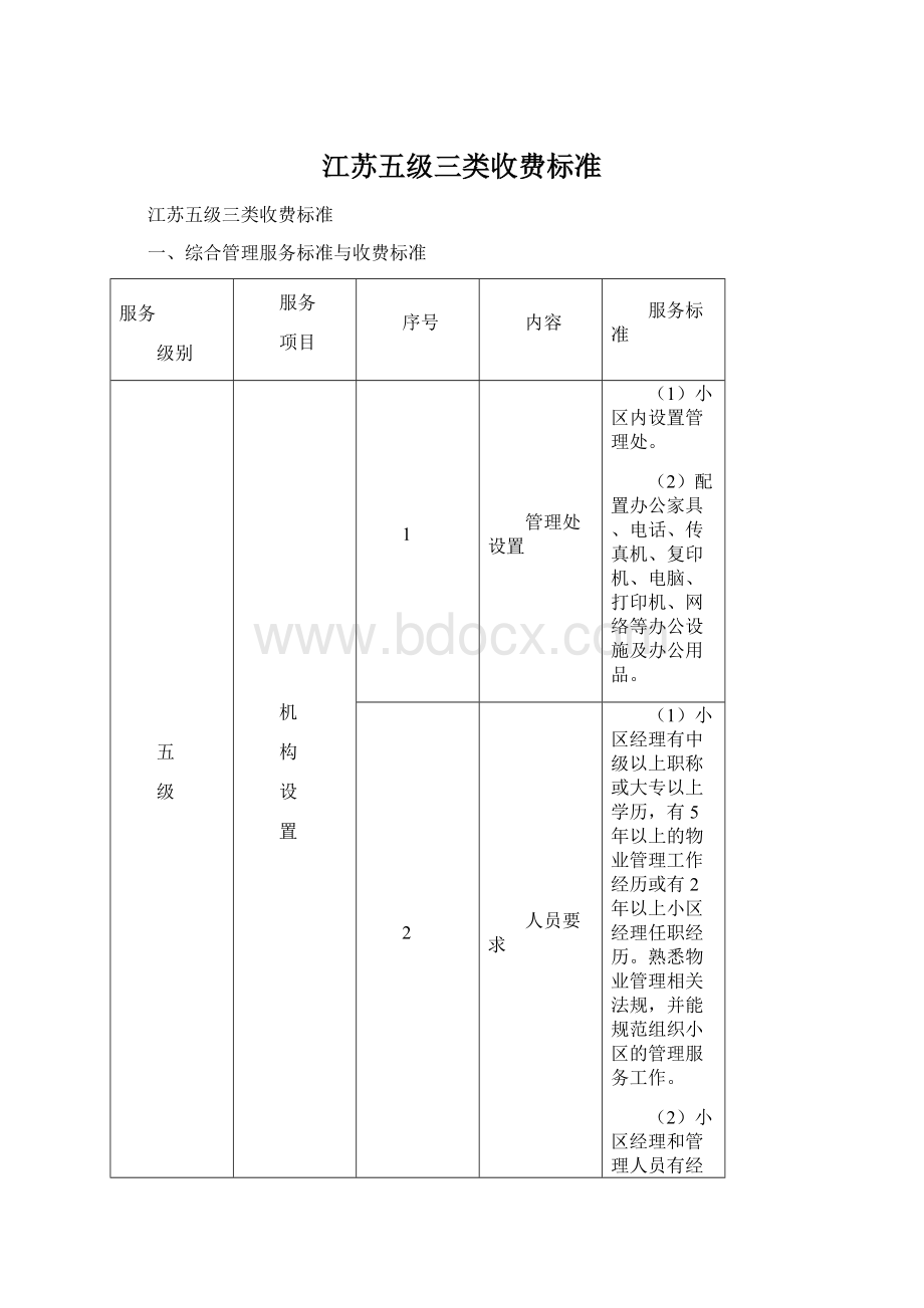 江苏五级三类收费标准Word格式.docx