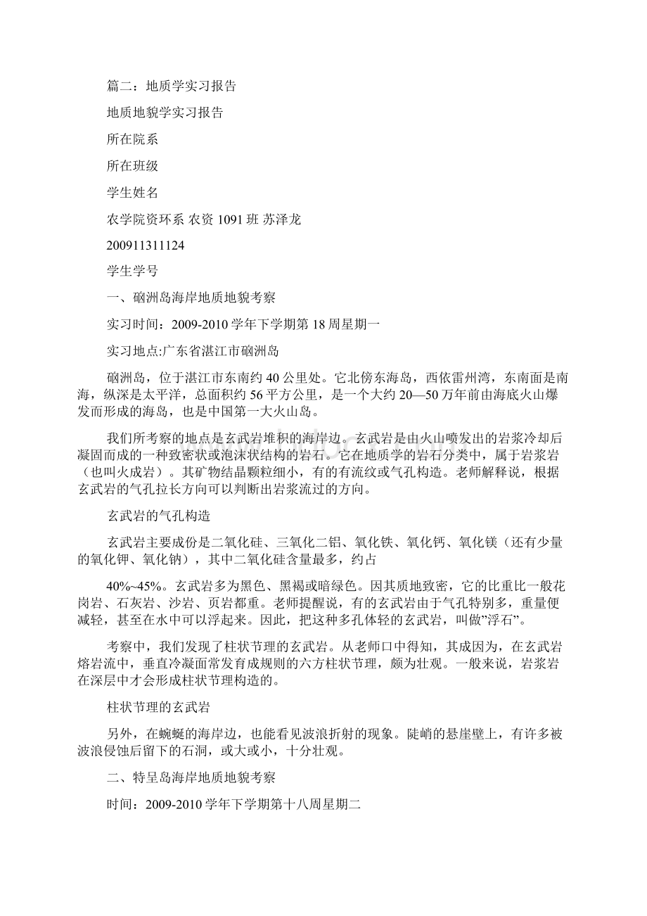 硇洲岛地质学实习报告Word文档下载推荐.docx_第3页