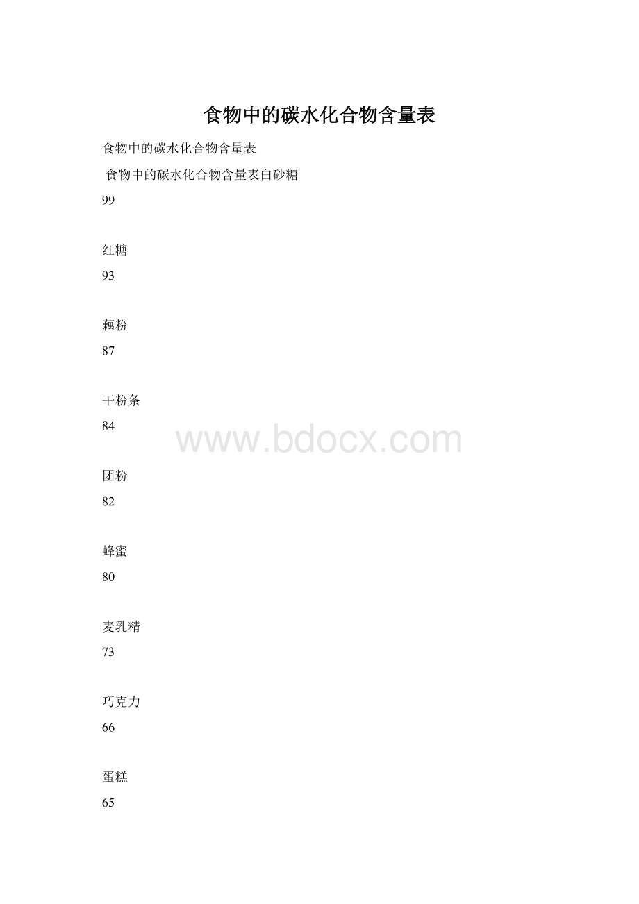 食物中的碳水化合物含量表.docx_第1页