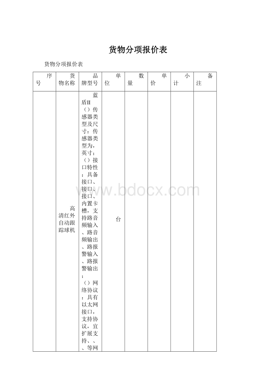 货物分项报价表文档格式.docx