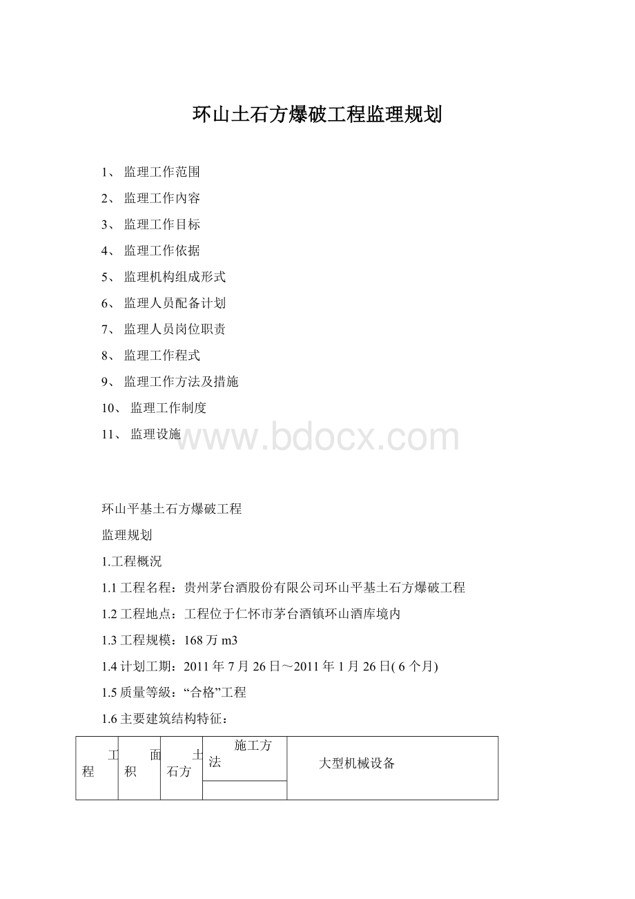 环山土石方爆破工程监理规划Word格式文档下载.docx