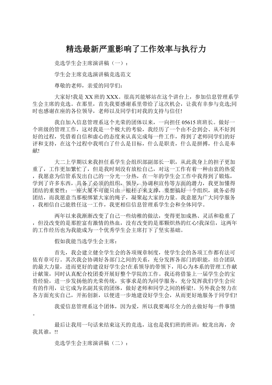 精选最新严重影响了工作效率与执行力.docx_第1页