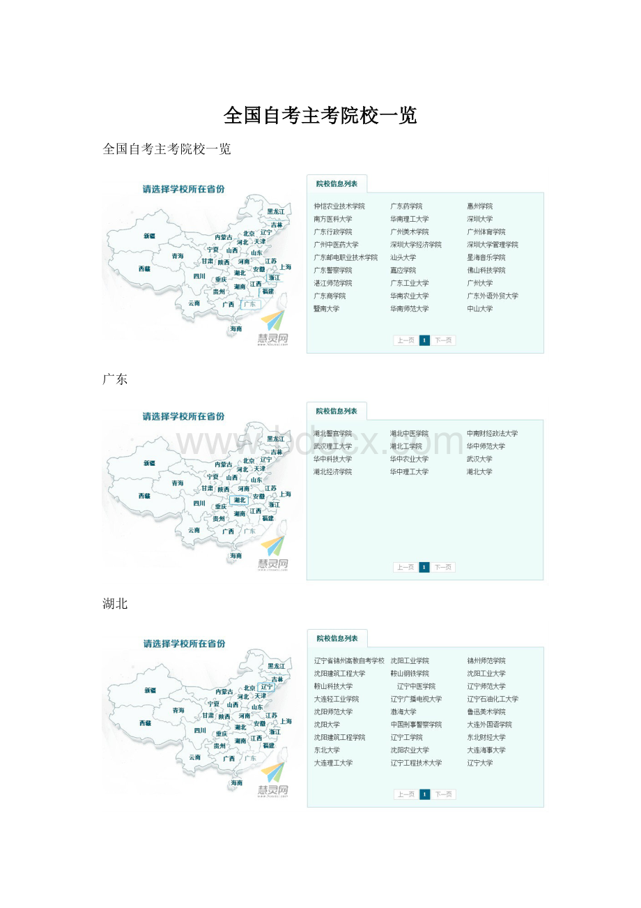 全国自考主考院校一览文档格式.docx