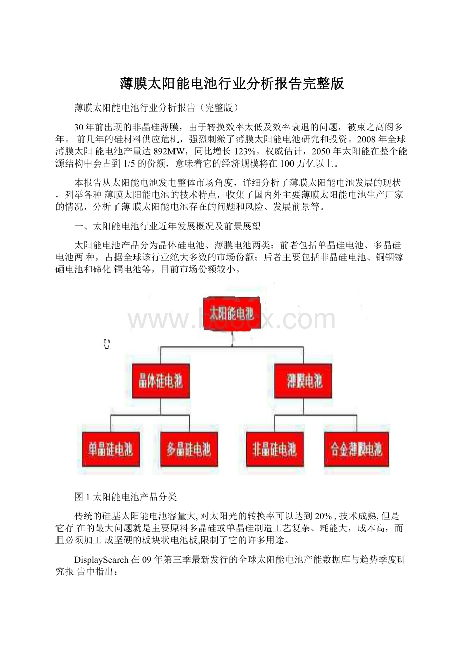 薄膜太阳能电池行业分析报告完整版Word文件下载.docx_第1页