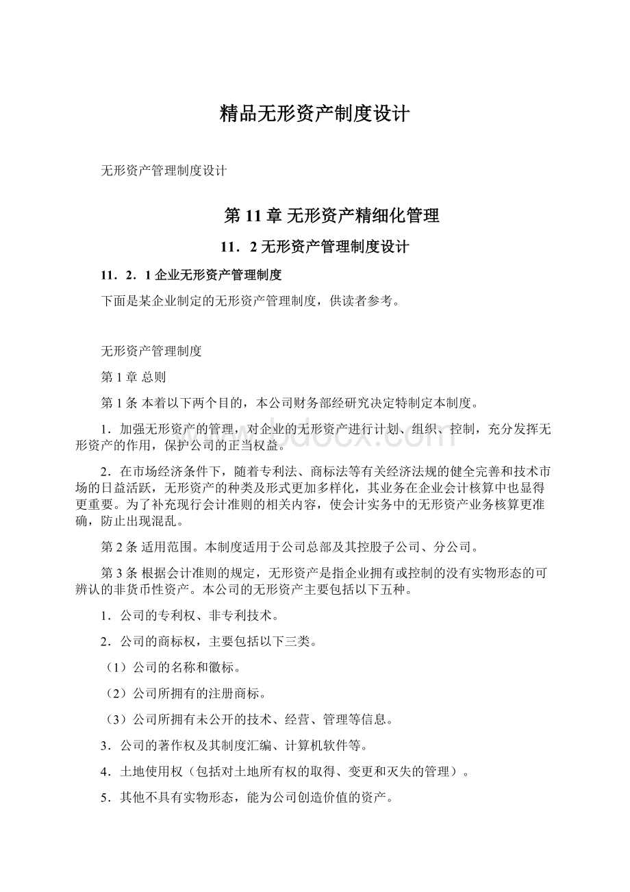 精品无形资产制度设计.docx_第1页