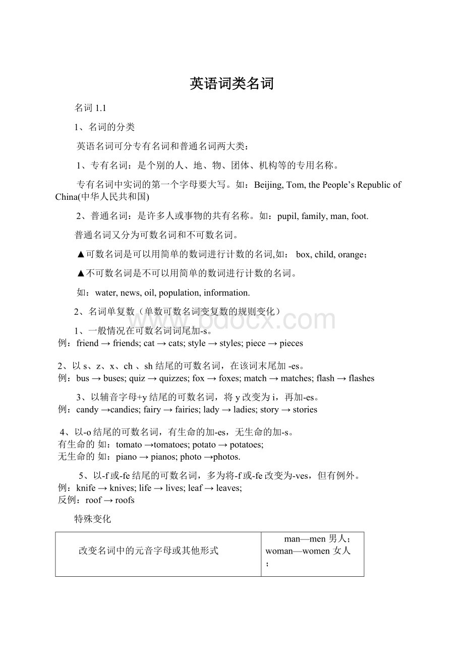 英语词类名词Word格式文档下载.docx