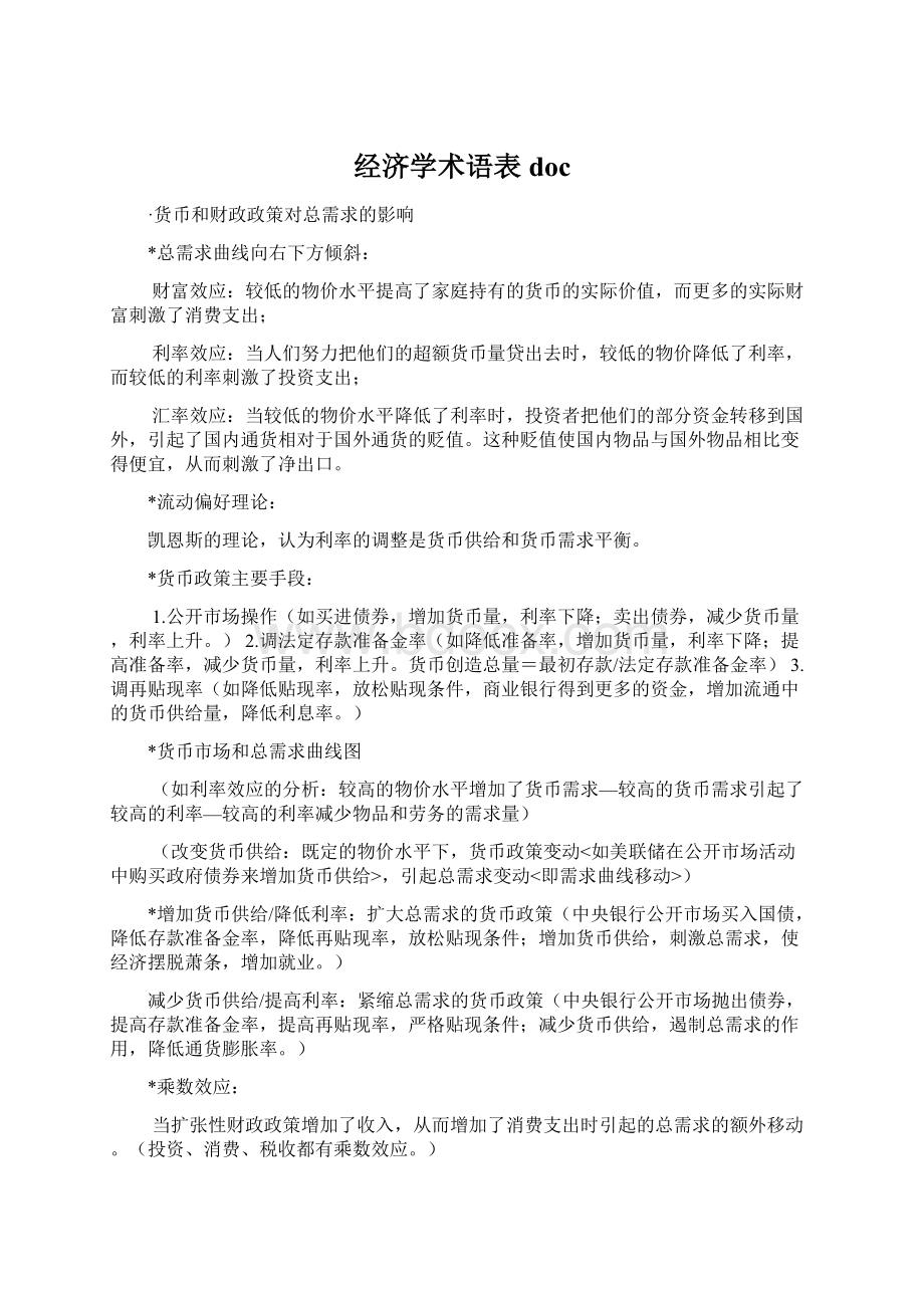 经济学术语表docWord文档下载推荐.docx