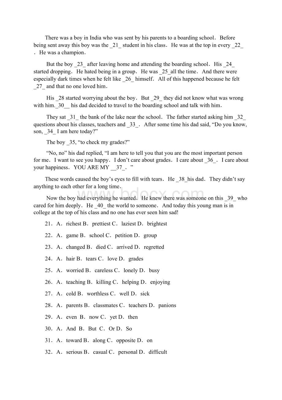 陕西省西安市一中学年高一下学期期中考试英语试题.docx_第3页