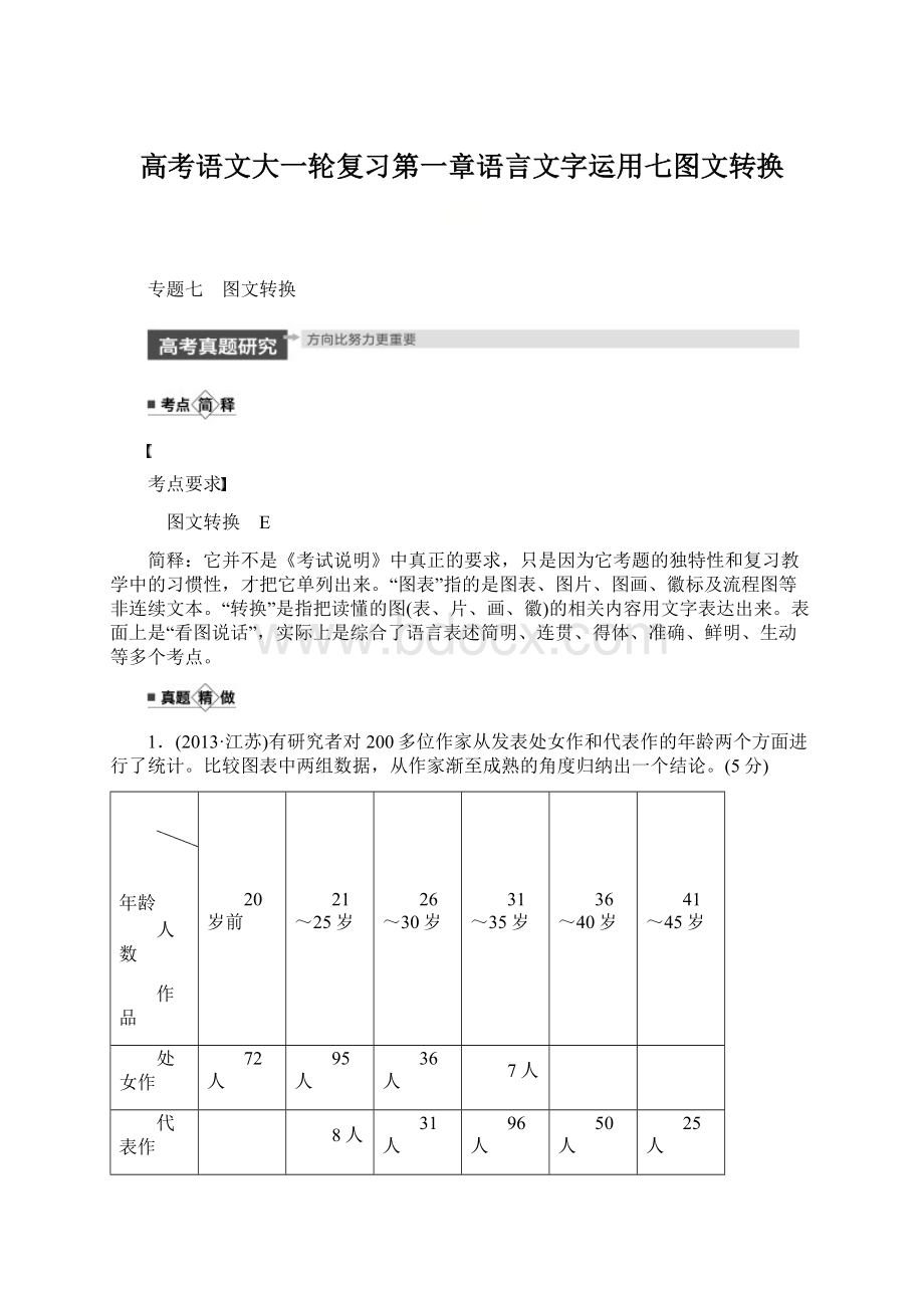 高考语文大一轮复习第一章语言文字运用七图文转换Word格式文档下载.docx_第1页