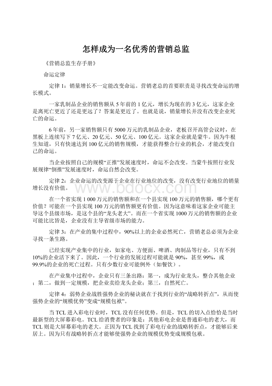 怎样成为一名优秀的营销总监.docx