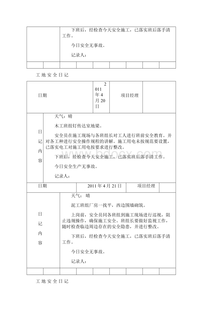 施工工地安全日记 2Word格式文档下载.docx_第2页