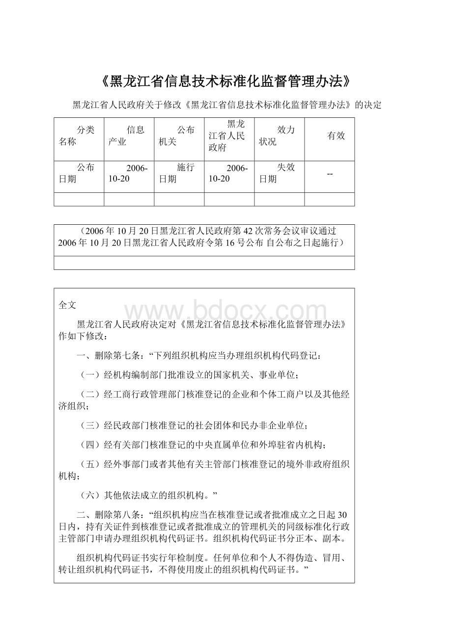 《黑龙江省信息技术标准化监督管理办法》.docx