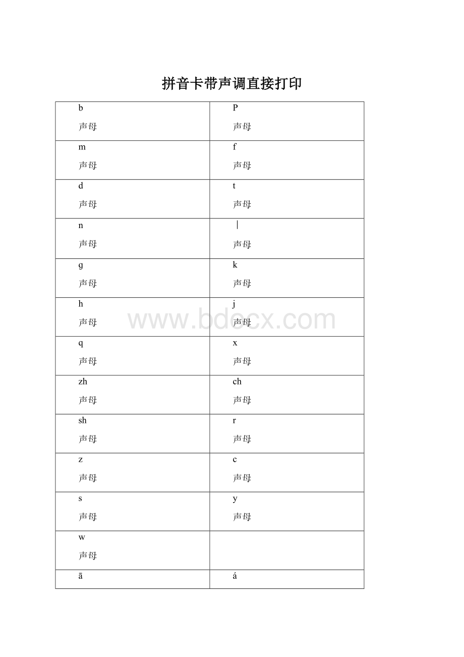 拼音卡带声调直接打印Word文档下载推荐.docx