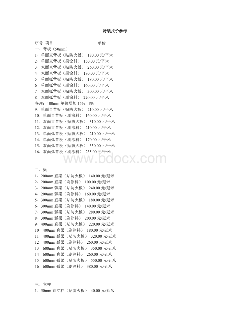 特装报价单Word文档下载推荐.doc