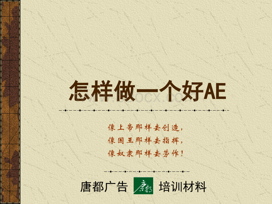 怎样做一个好AE.ppt