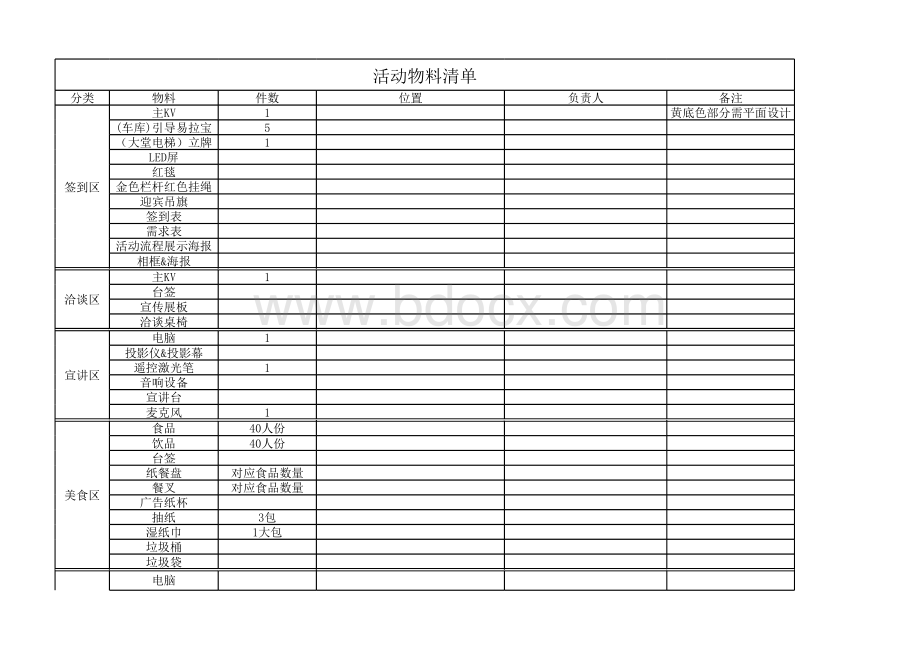 楼盘活动物料清单(高档楼盘).xlsx