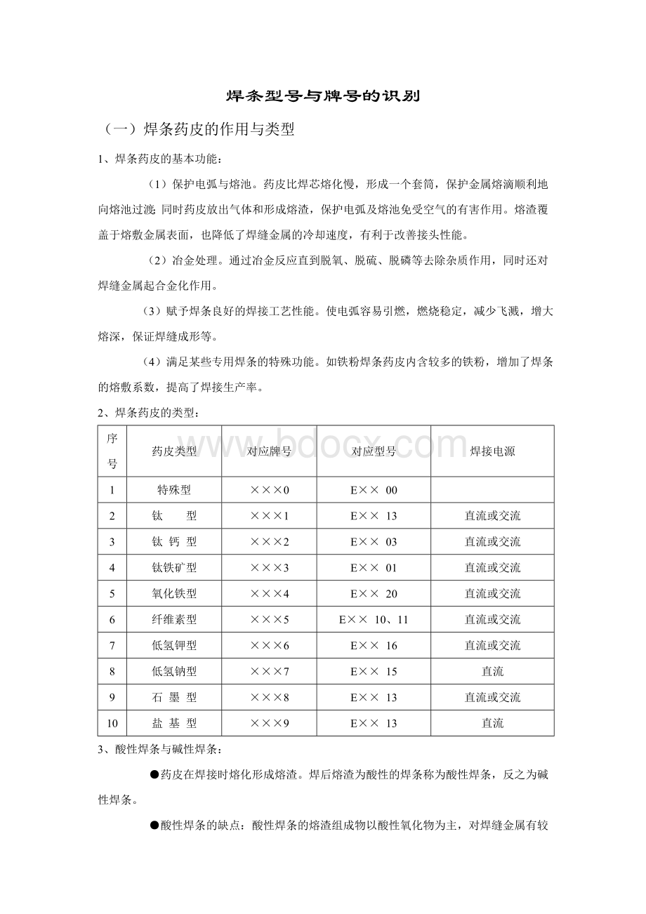 焊条型号与牌号的识别Word文档下载推荐.doc