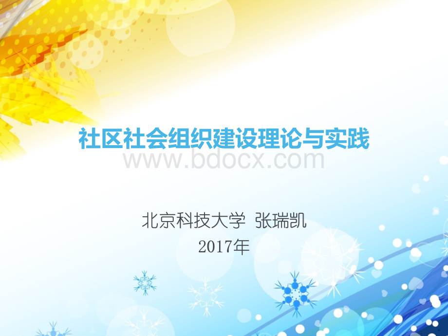 社区社会组织建设理论与实践(张瑞凯)PPT文档格式.pptx_第1页