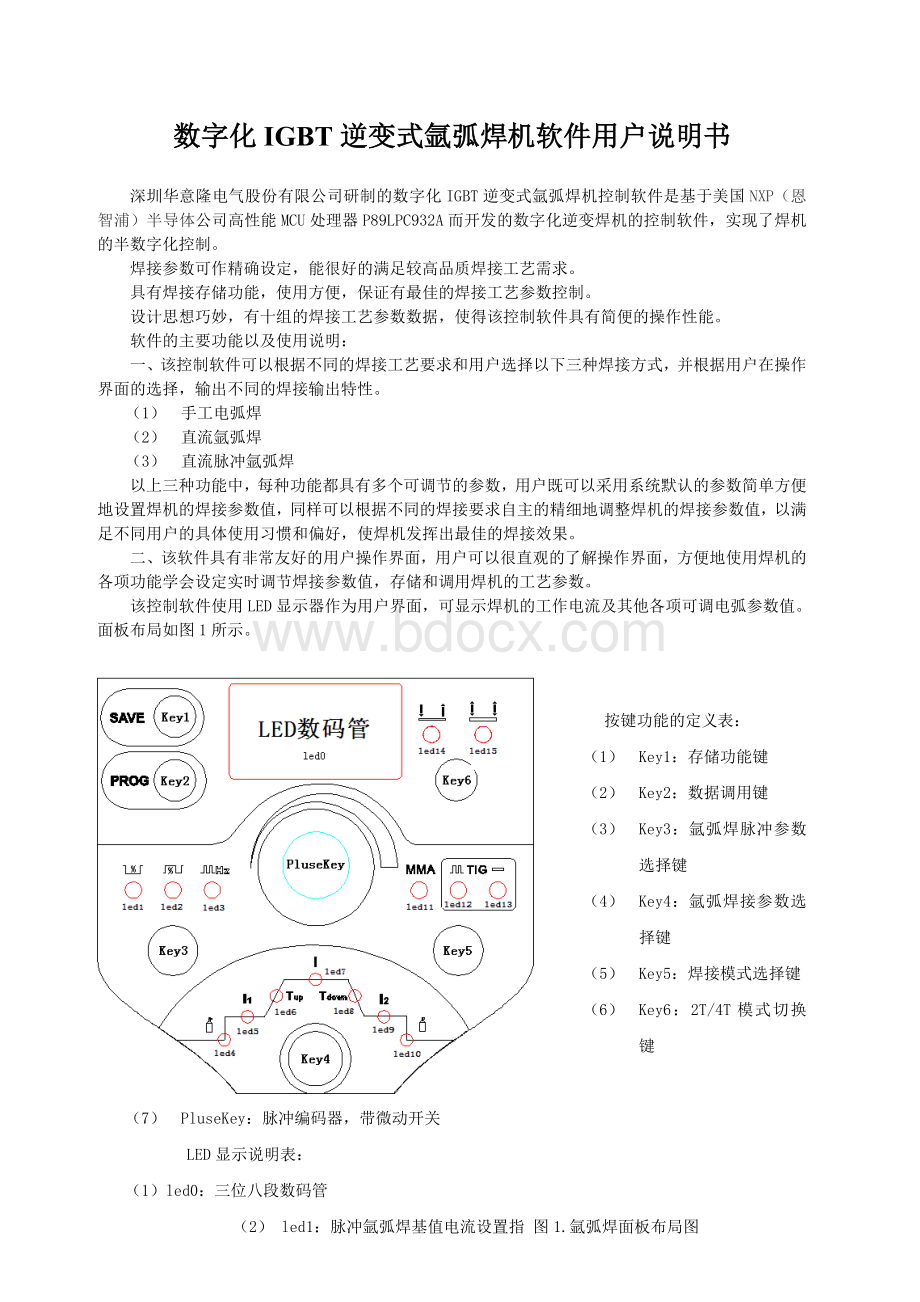 数字化IGBT逆变式氩弧焊机软件用户说明书.doc_第1页