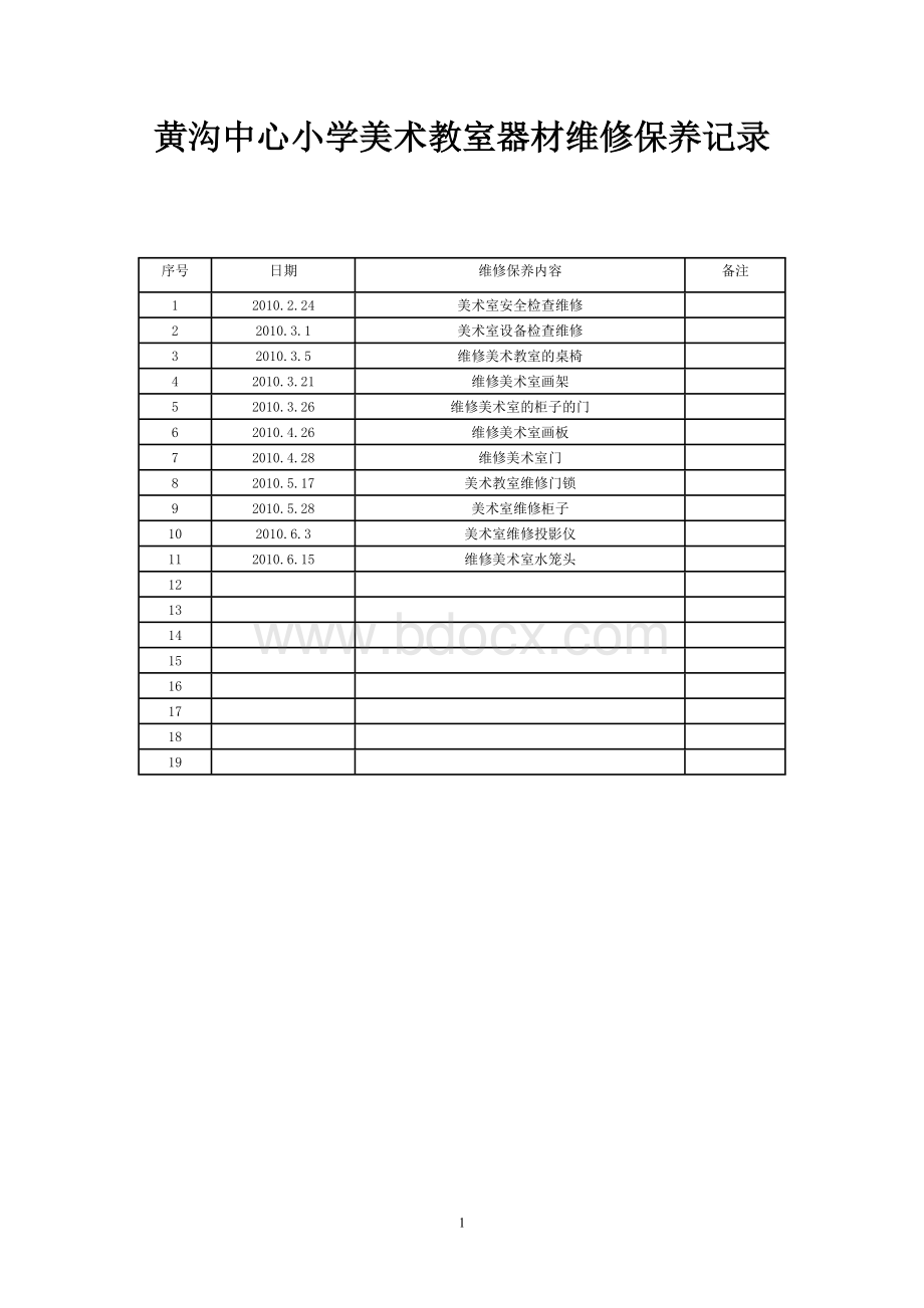 美术室维修保养记录.doc_第1页