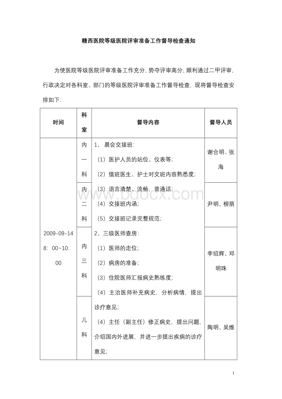 赣西医院等级医院评审准备工作督导通知.doc_第1页