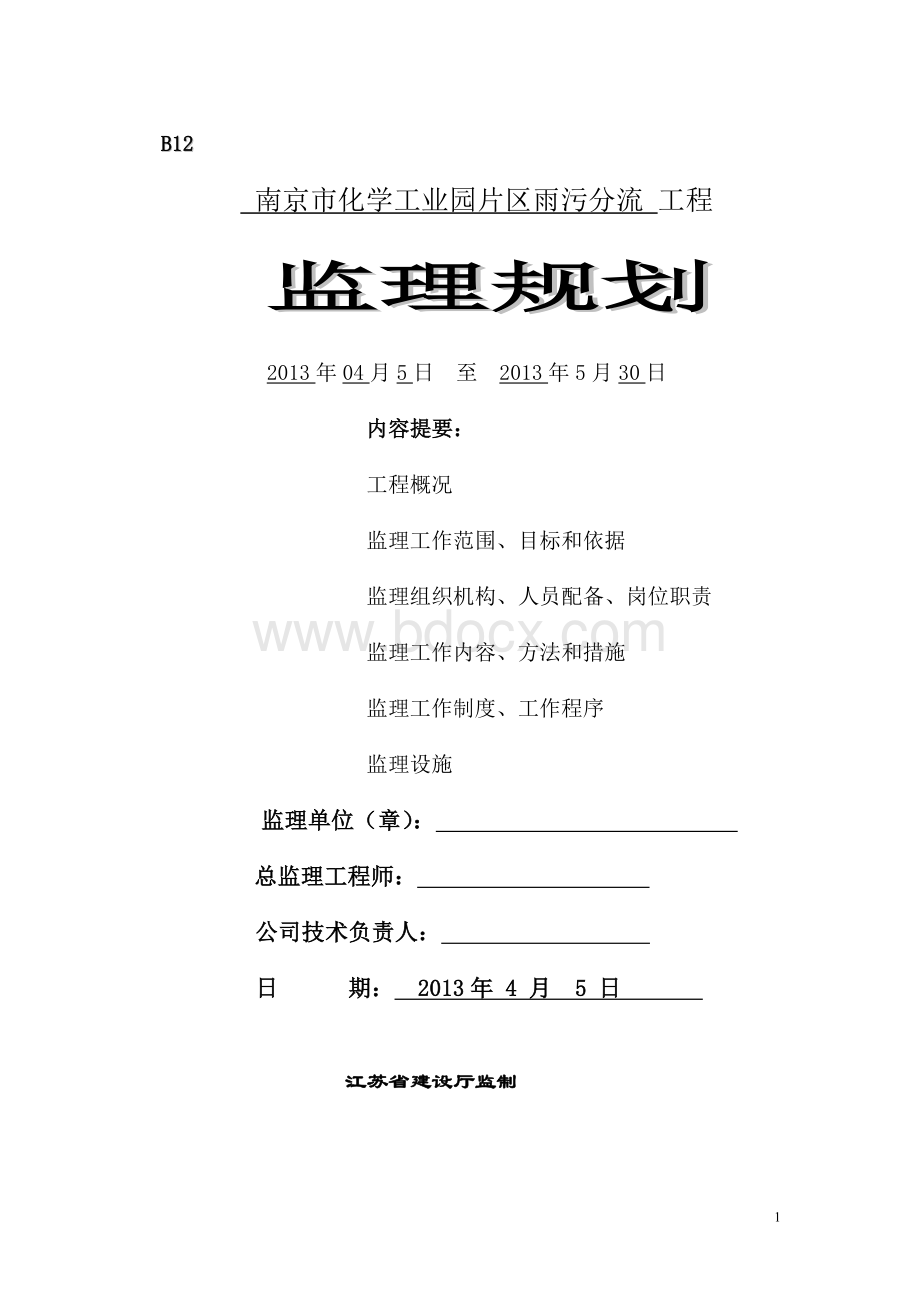 新雨污分流监理规划.doc