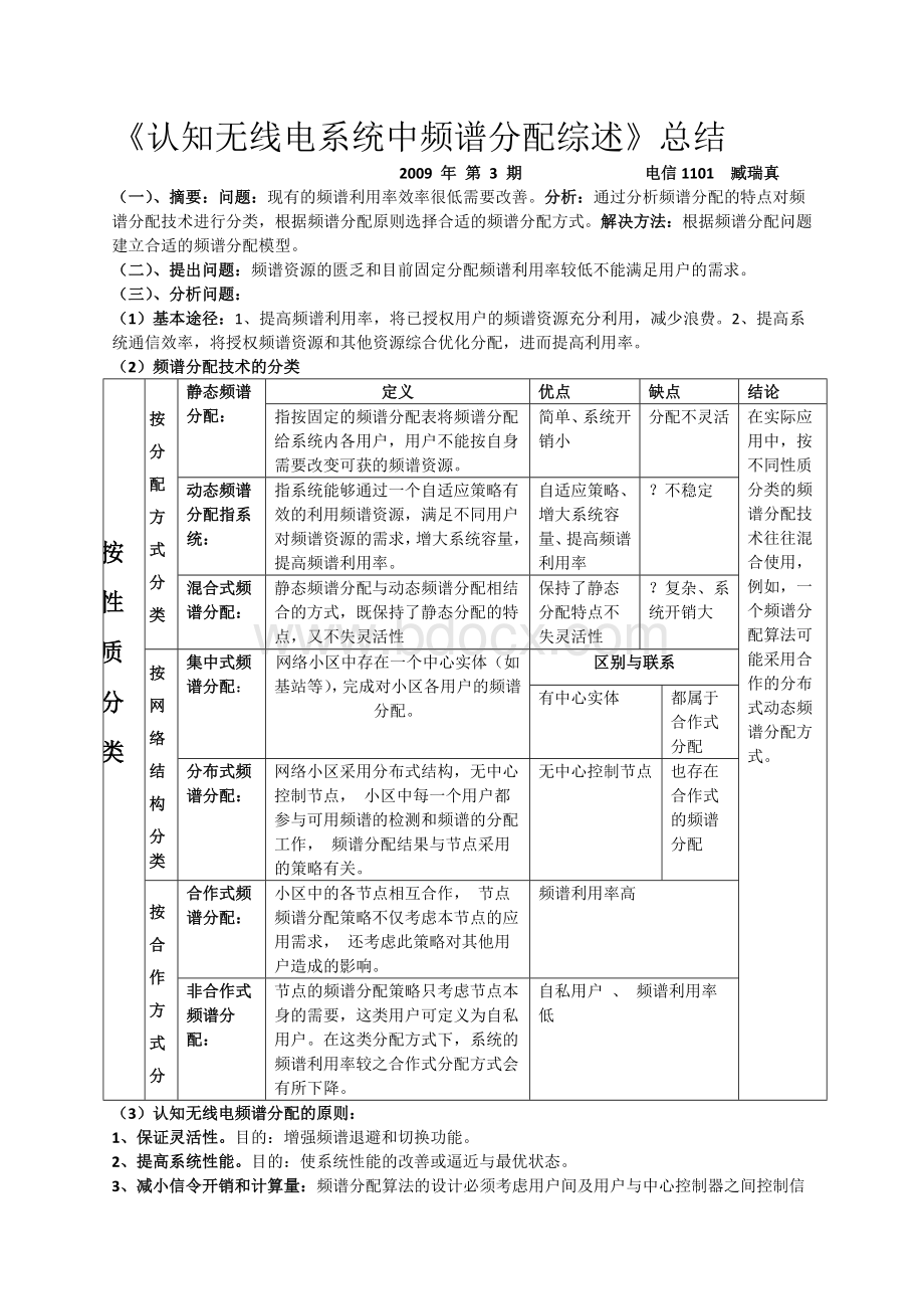 认知无线电系统中频谱分配综述Word文档格式.doc