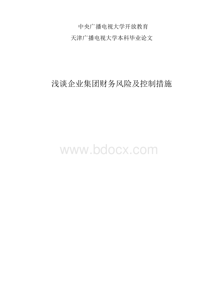 浅谈企业集团财务风险及控制措施Word文档下载推荐.doc_第1页