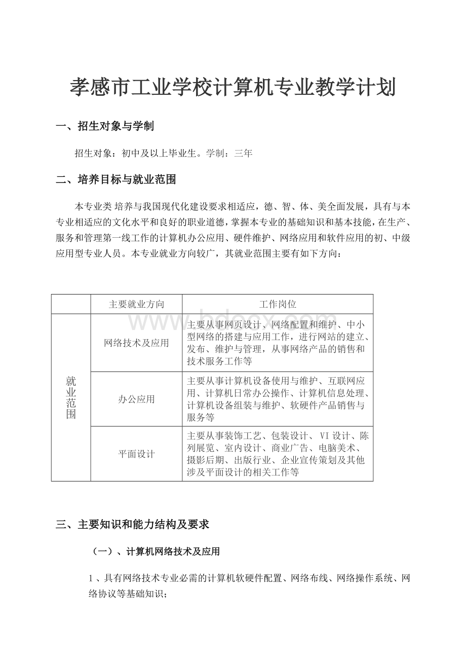 计算机专业教学计划.docx