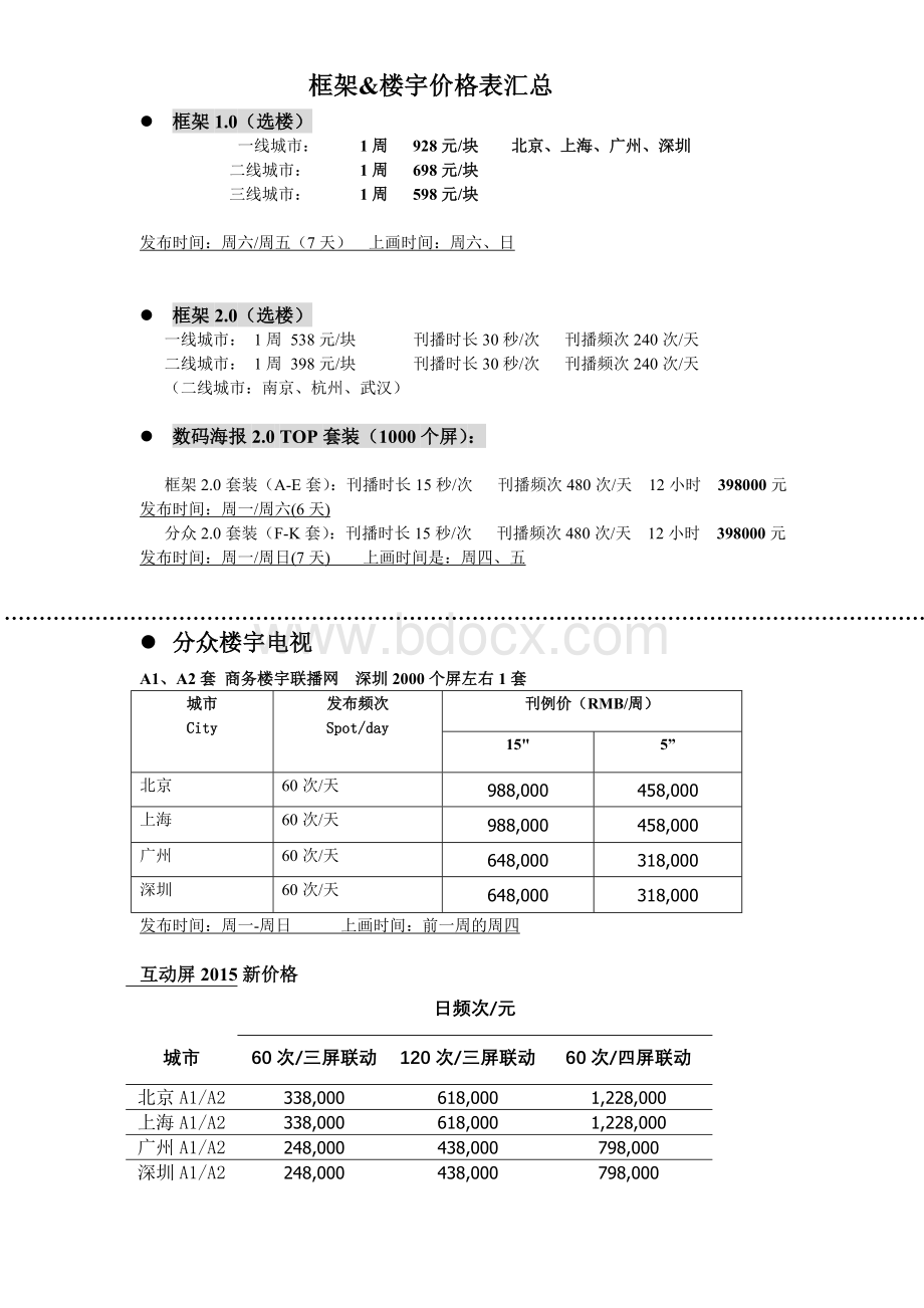 分众+框架2016年刊例价.doc_第1页