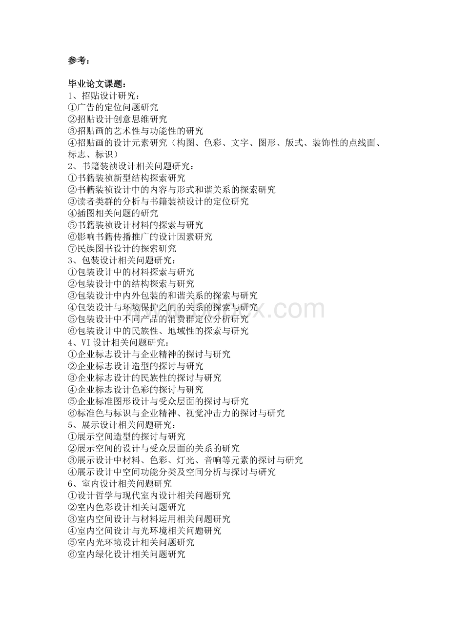 设计类专业毕业参考选题Word文件下载.doc