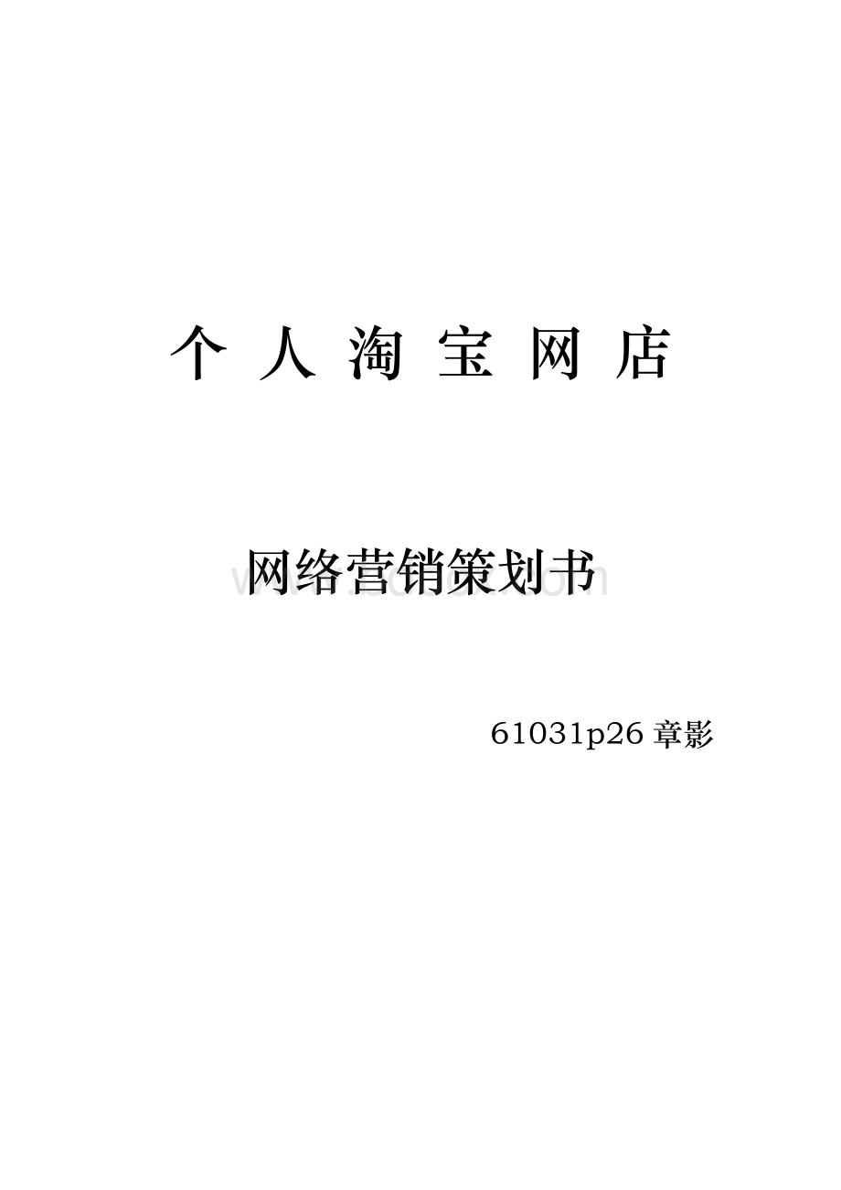 个人淘宝网店营销策划书.docx