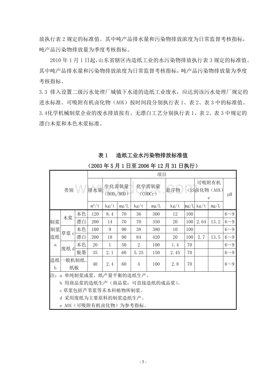 山东省地方标准造纸工业水污染物排放标准.doc_第3页