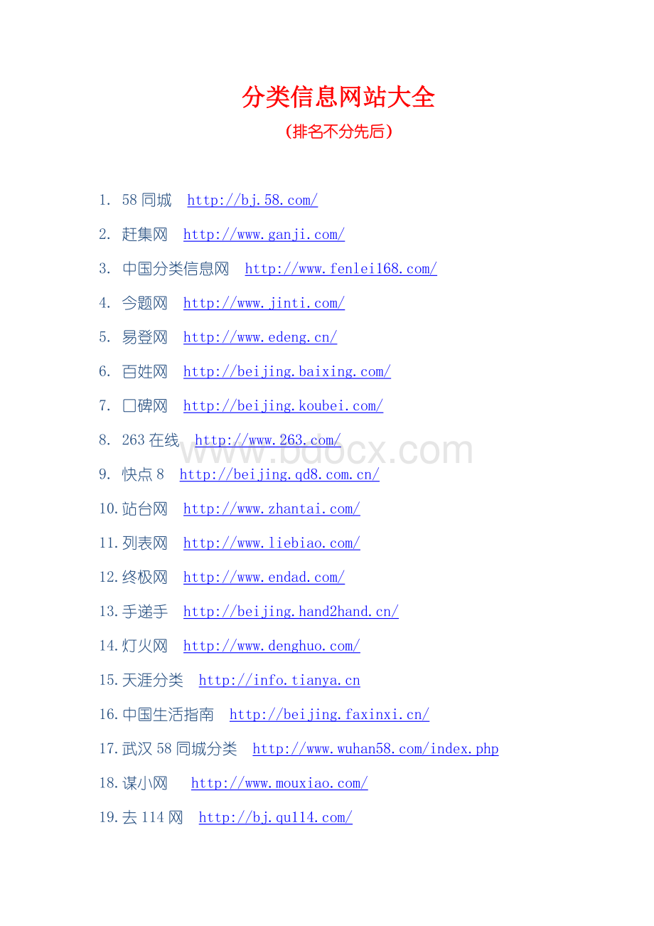 分类信息网址网站大全.docx