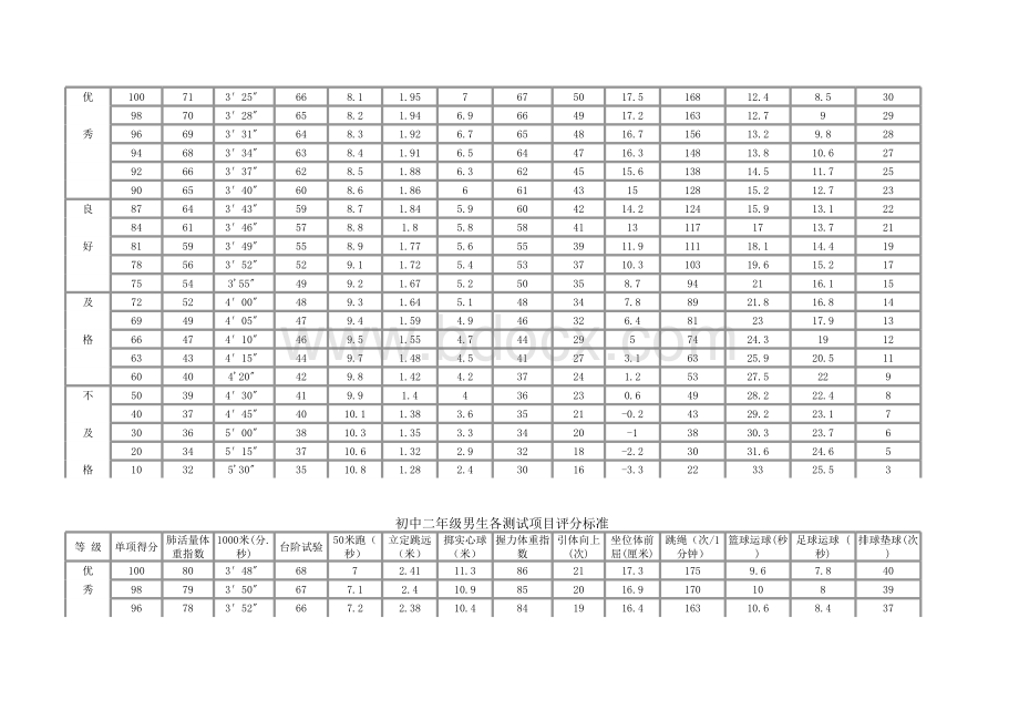 国家学生体质健康标准评分表.xls_第2页