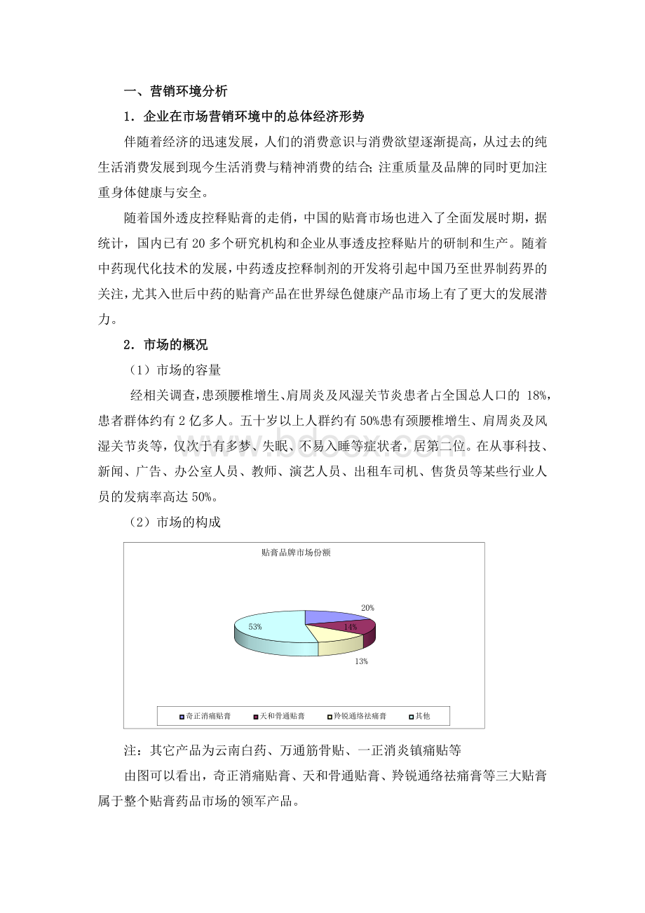 止痛贴市场报告Word文档下载推荐.docx