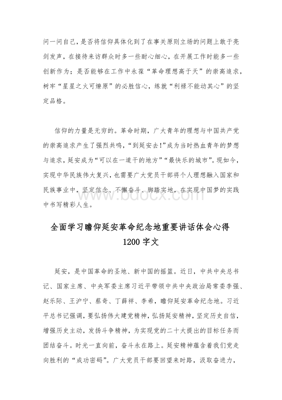 学习瞻仰延安革命纪念地重要讲话感悟心得体会简稿2篇合集.docx_第3页