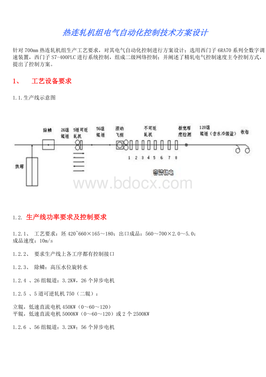 热连轧机组电气自动化控制技术方案设计.doc_第1页