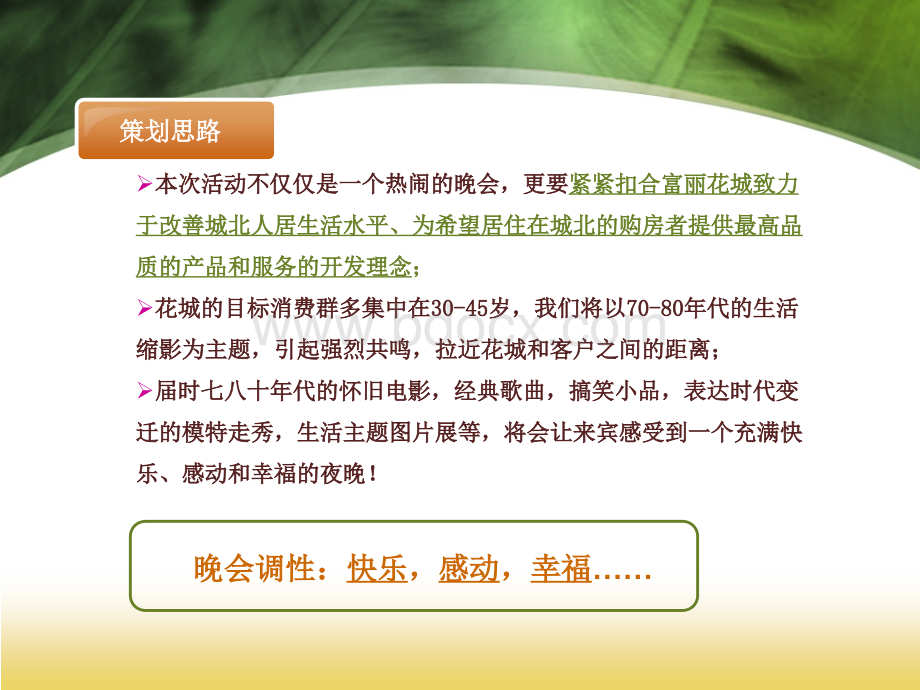 富丽花城客户答谢会暨怀旧70晚会策划方案PPT文件格式下载.ppt_第3页