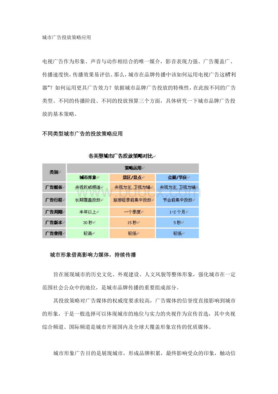 城市广告投放策略应用Word格式文档下载.doc