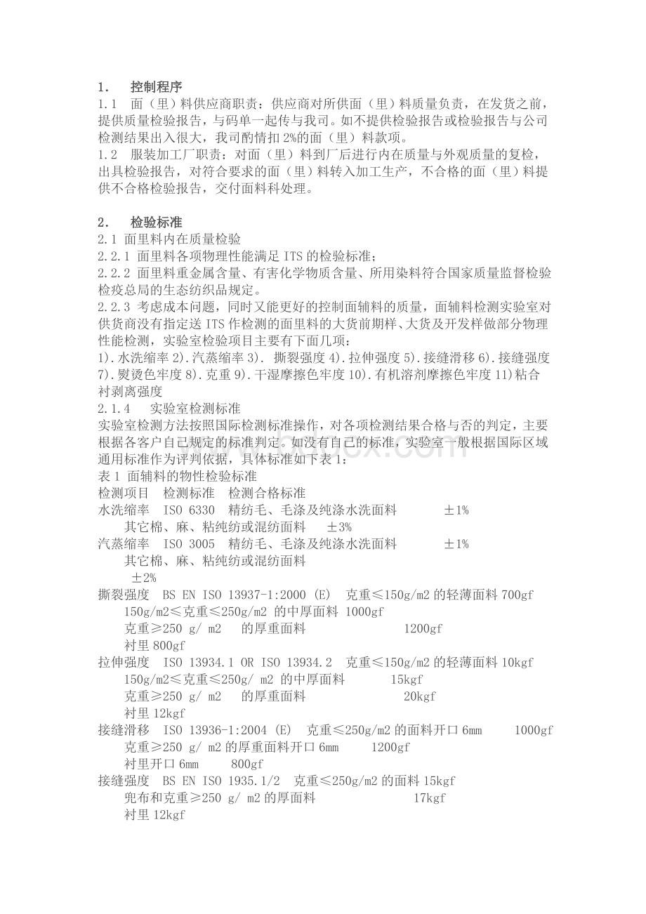 面料验收标准Word文件下载.doc