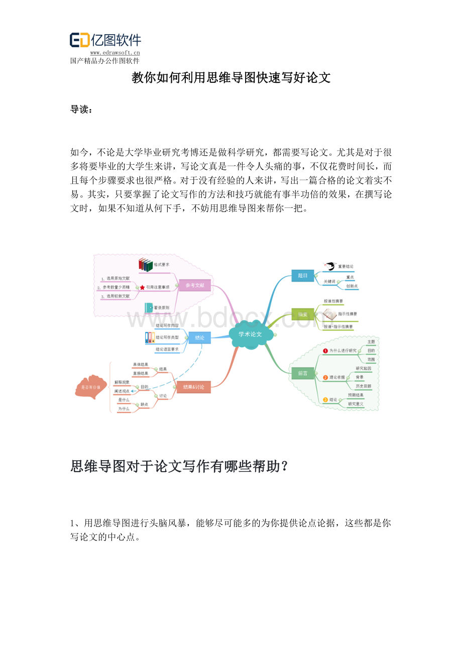 教你如何利用思维导图快速写好论文文档格式.docx_第1页